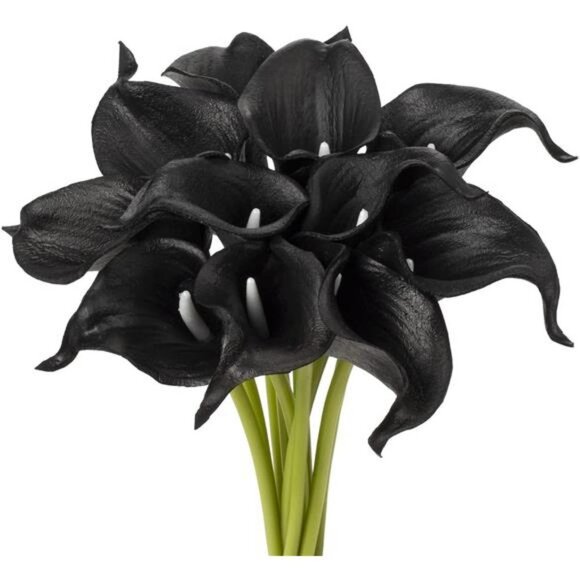 Artificial Real Touch Black Calla Lillies - Picture 1 of 5